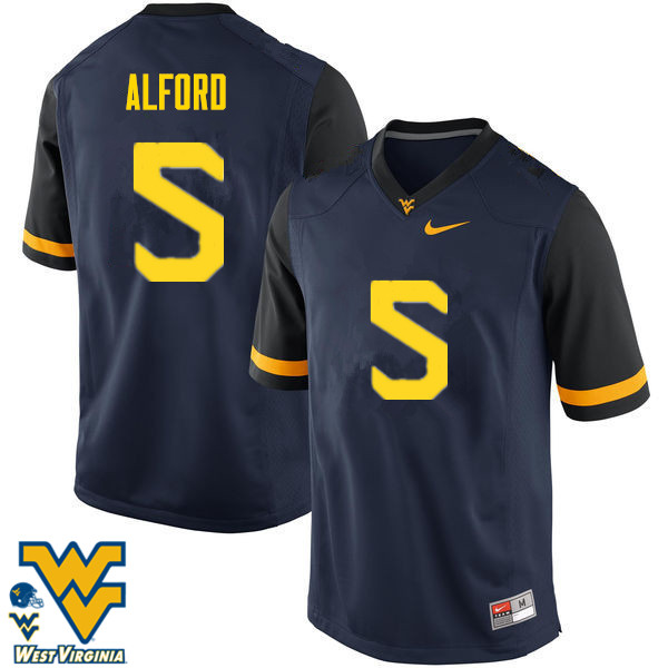 NCAA Men's Mario Alford West Virginia Mountaineers Navy #5 Nike Stitched Football College Authentic Jersey EM23L45XK